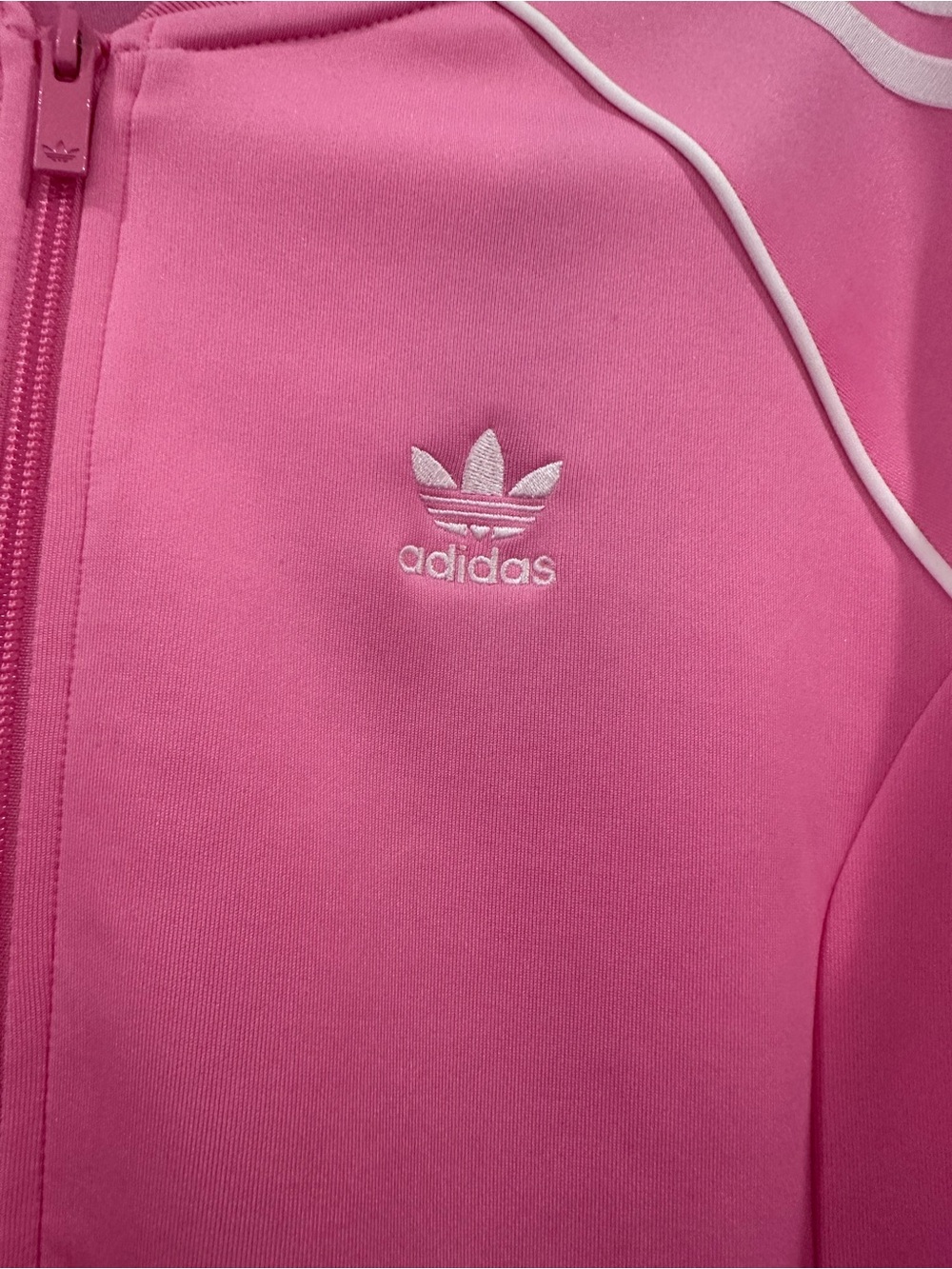 adidas Pink Zip-Up Track Jacket with White Stripes - Picture 2 of 3